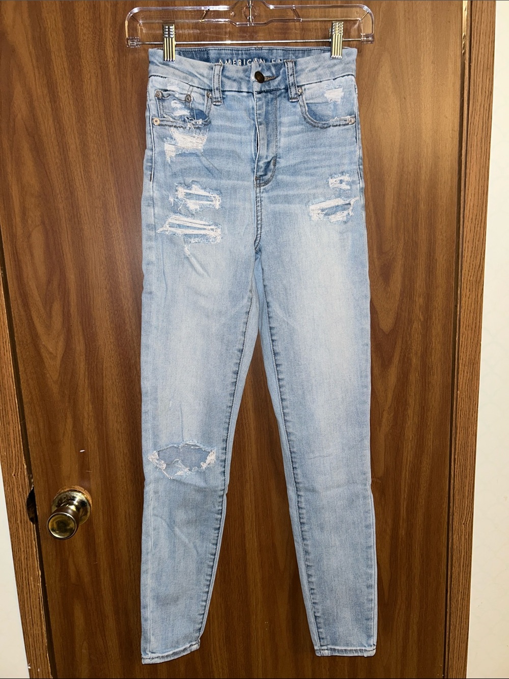 American Eagle Outfitters Light Blue Curvy Super Hi-rise Jeans